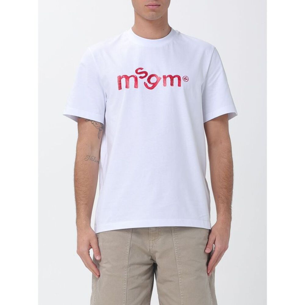 Msgm Men Cotton T-Shirt With Logo Msgm